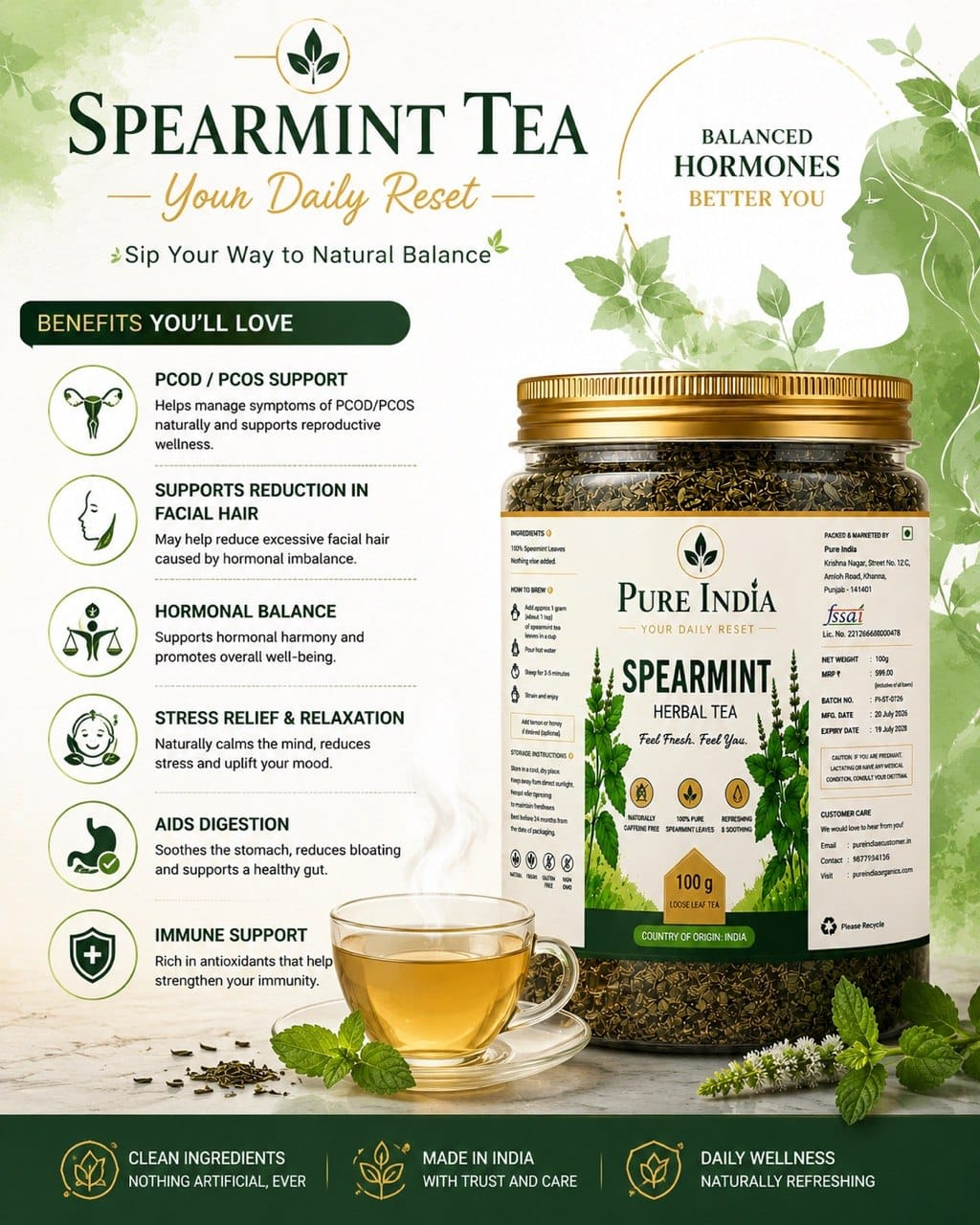 Pure Spearmint Herbal Tea — Benefits You'll Love